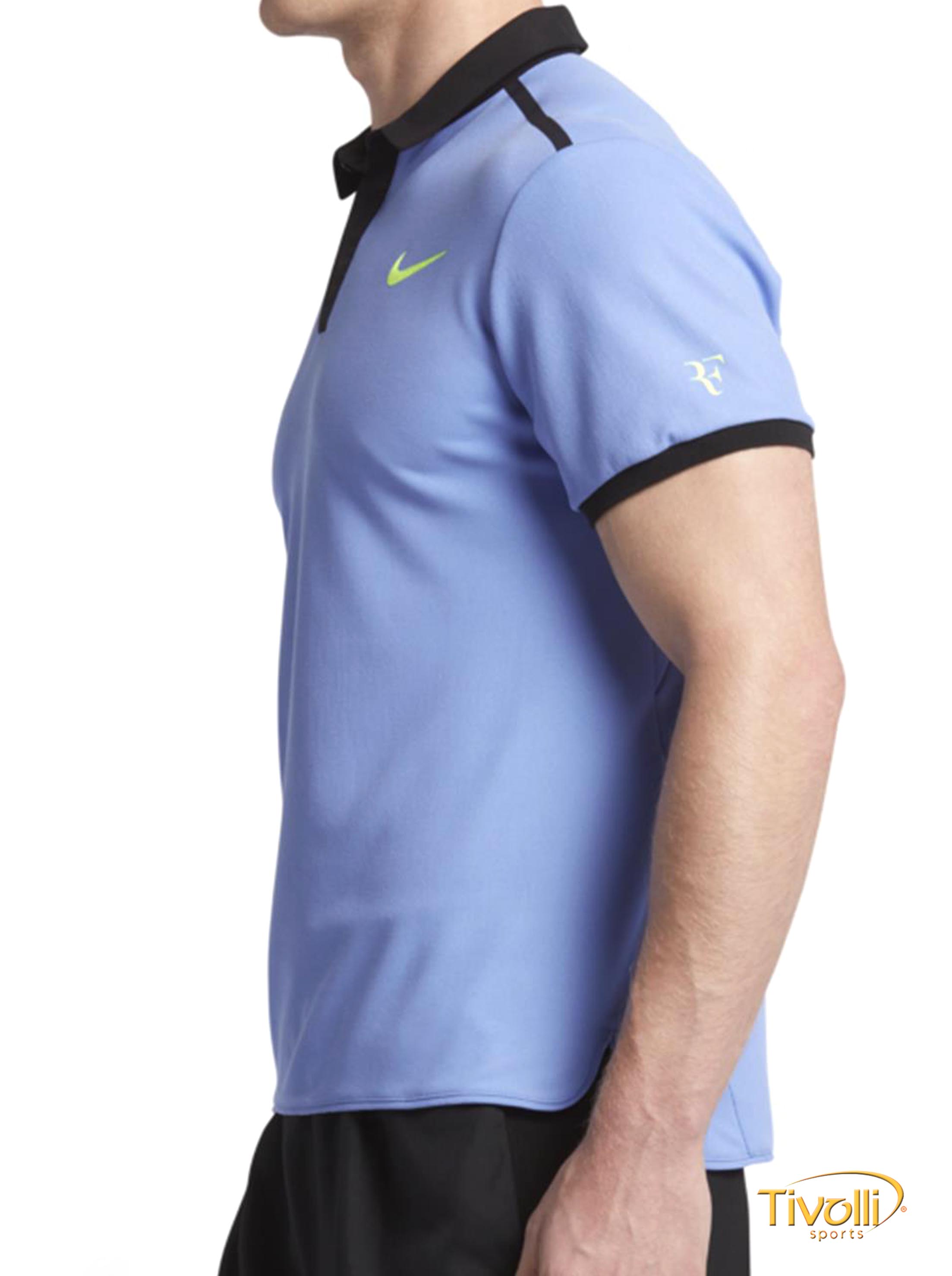 Nike RF Roger Federer ポロシャツ XS Nike Roger Federer RF Polo Shirt Men's Blue Striped Tennis Court